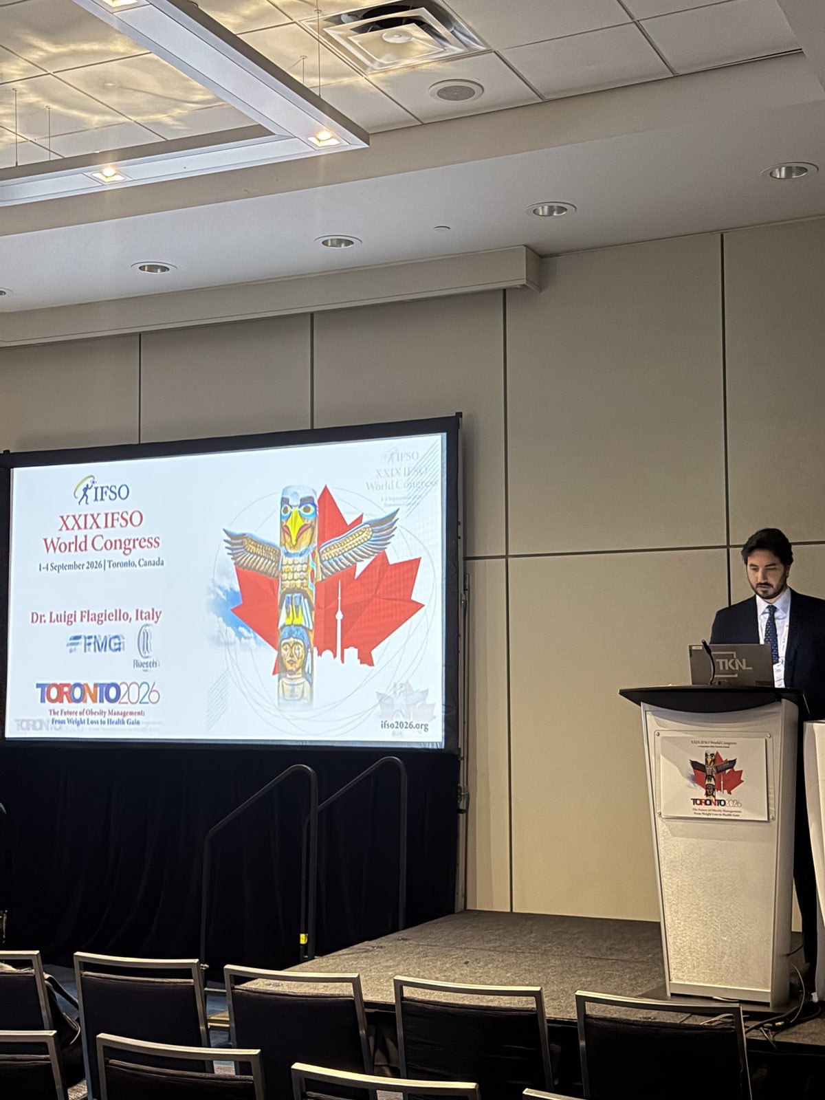 La slide di apertura dell'intervento del dottor Luigi Flagiello al XXIX IFSO World Congress di Toronto, settembre 2026